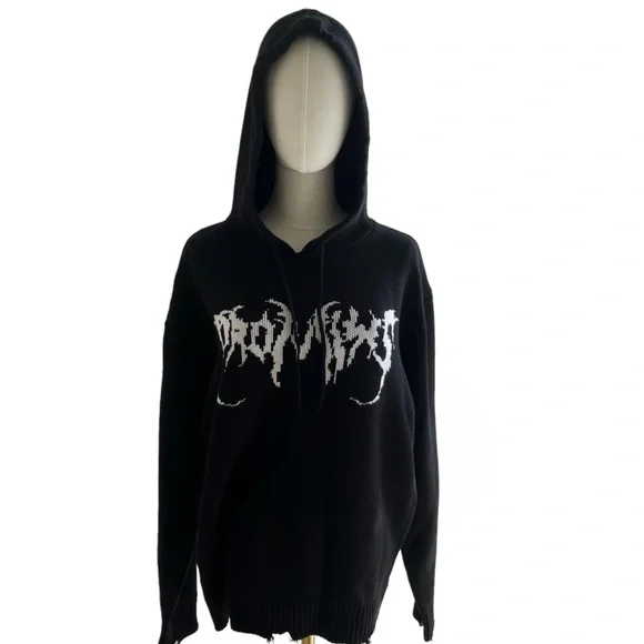 Broken Promises NWT Hoodie Graveyard Knit Sweater Top - Picture 13 of 13